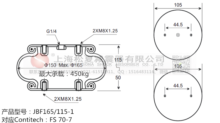 JBF165/115-1橡膠<a href='http://m.gwclcustomerapp.com/' target='_blank'><u>空氣彈簧</u></a>