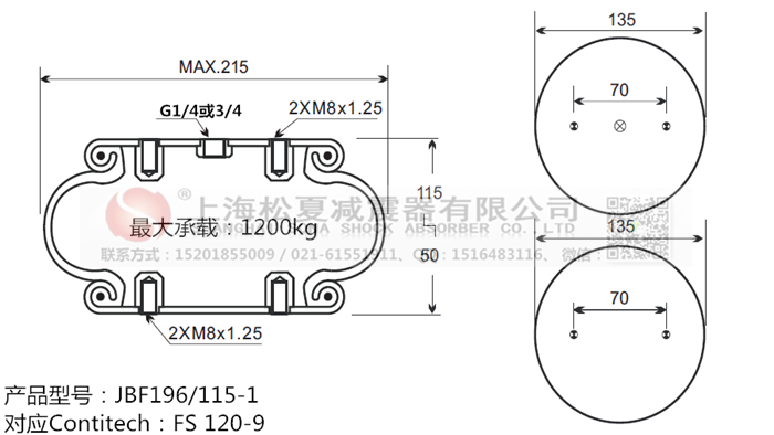 JBF196/115-1橡膠<a href='http://m.gwclcustomerapp.com/' target='_blank'><u>空氣彈簧</u></a>