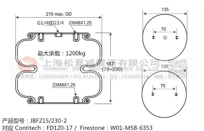 JBF215/230-2橡膠<a href='http://m.gwclcustomerapp.com/' target='_blank'><u>空氣彈簧</u></a>