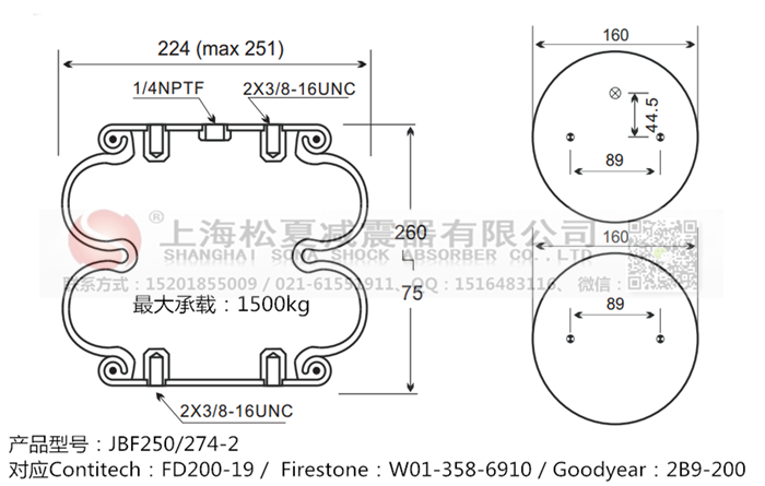 JBF250/274-2橡膠<a href='http://m.gwclcustomerapp.com/' target='_blank'><u>空氣彈簧</u></a>