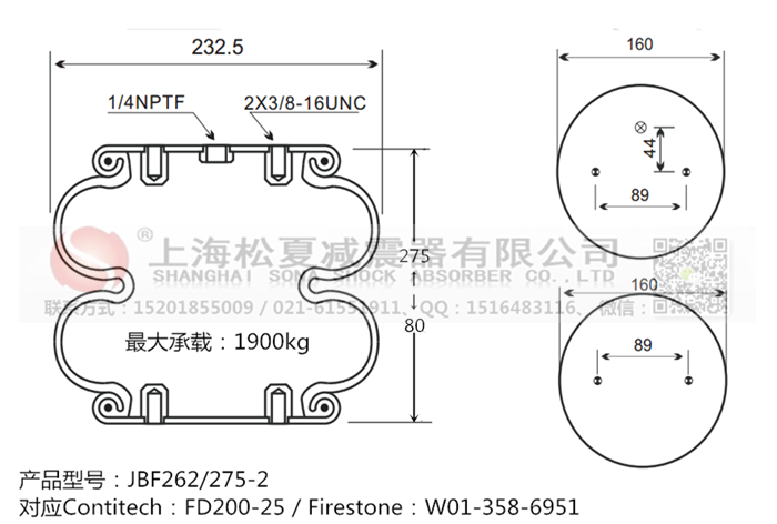 JBF262/275-2橡膠<a href='http://m.gwclcustomerapp.com/' target='_blank'><u>空氣彈簧</u></a>