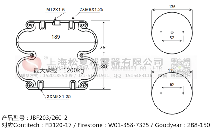 JBF203/260-2橡膠<a href='http://m.gwclcustomerapp.com/' target='_blank'><u>空氣彈簧</u></a>